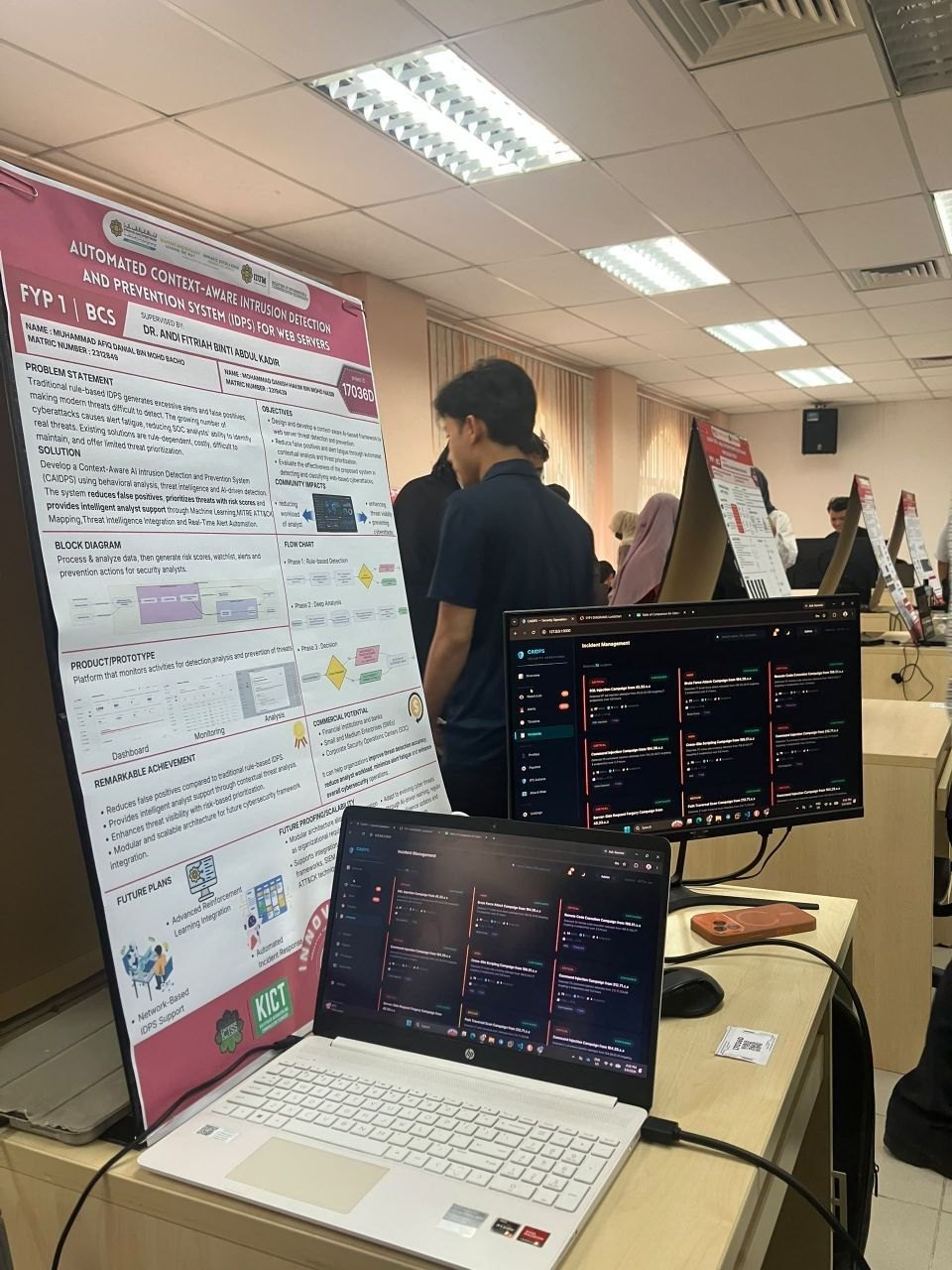 Poster board with the live monitors