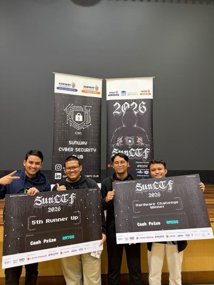 Team with event backdrop